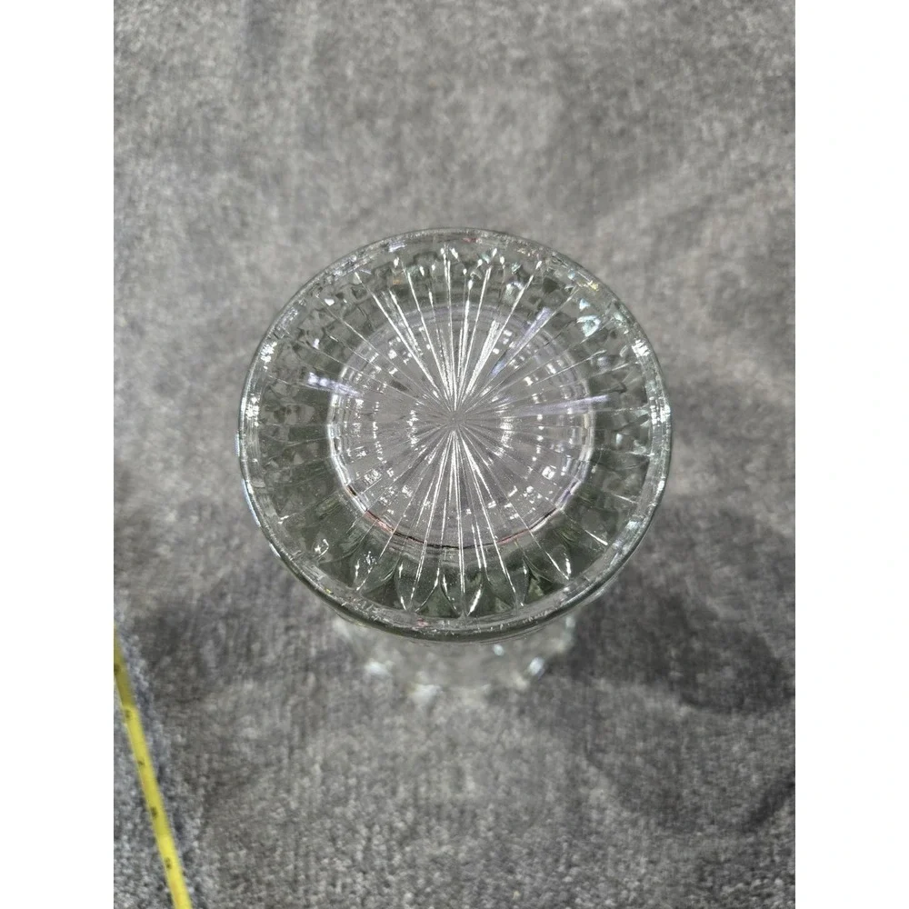 Fostoria American Cube Block Pattern Crystal Vase Scalloped Rim Starburst...